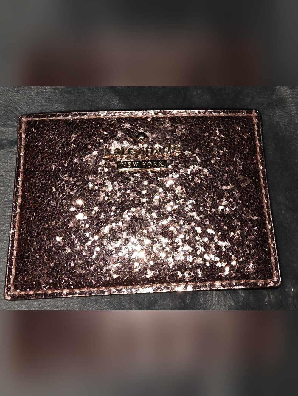 kate spade rose gold glitter cardholder